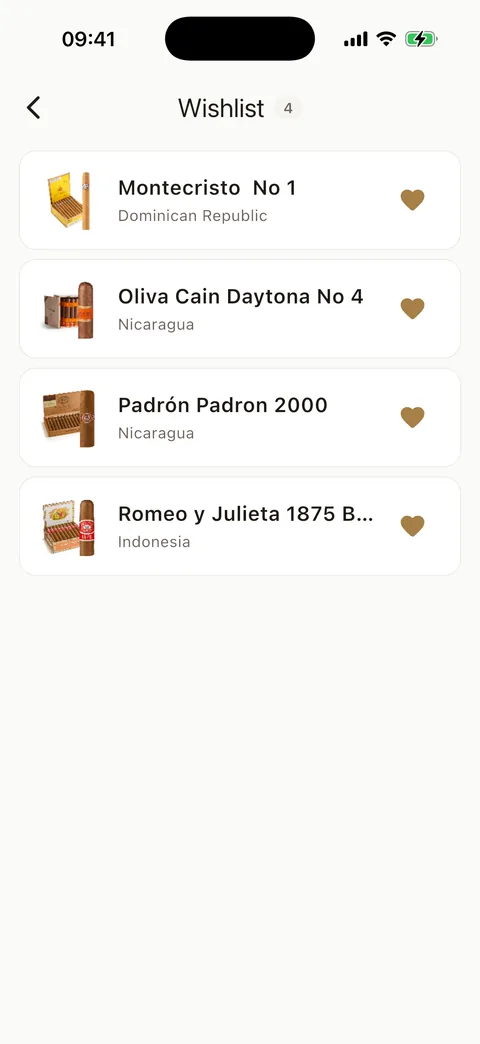 Cigarino screenshot — wishlist