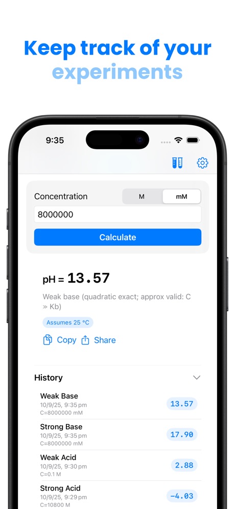pH Snap screenshot — compound presets