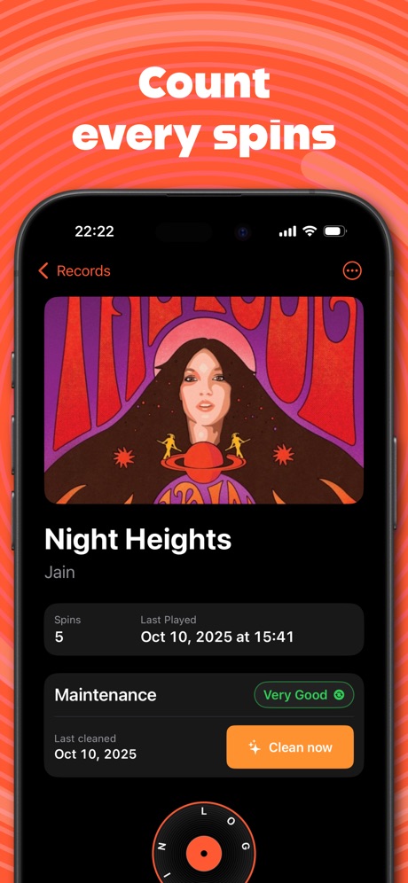 Vinyl Spin screenshot — log your plays